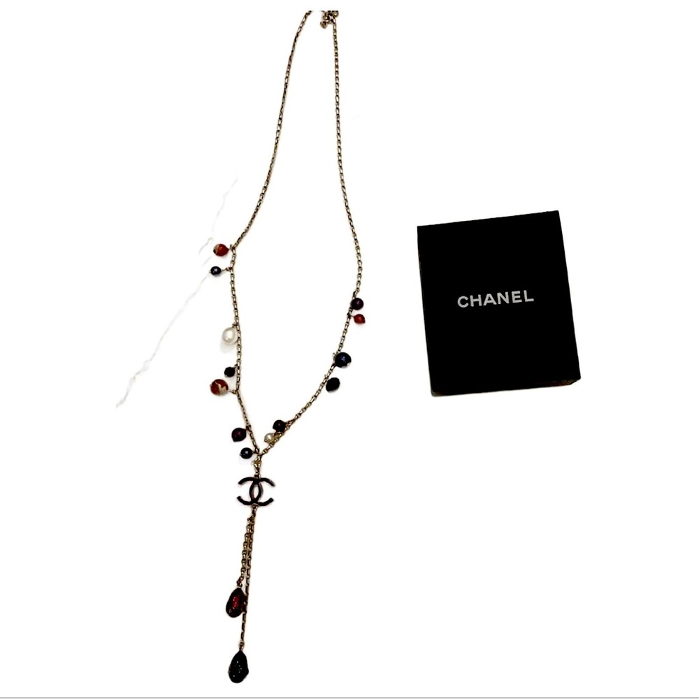Chanel Gold Necklace with colored stones